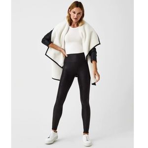 SPANX High Waist Comfy Faux Leather Leggings in Black Size Large